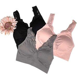 Rhonda Shear Ahh Bra with Lace Neckline 3 Pack LARGE (RS-21)